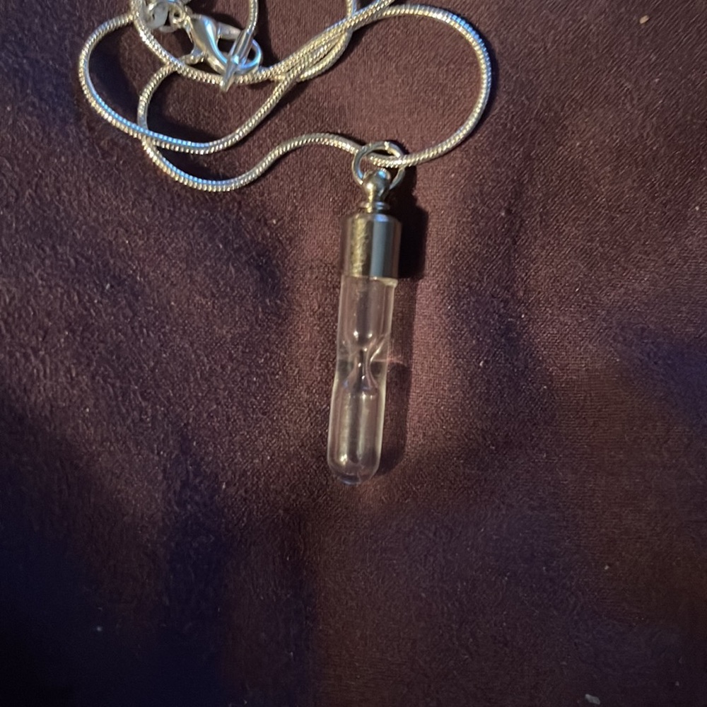 Glass Vial Houglass Pendant Necklace - Picture 2 of 3